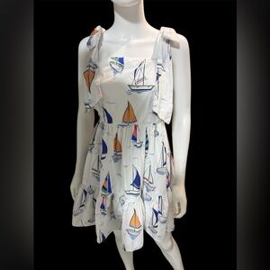 Palms Away Red Dress Boutique Sailboat Size M EUC